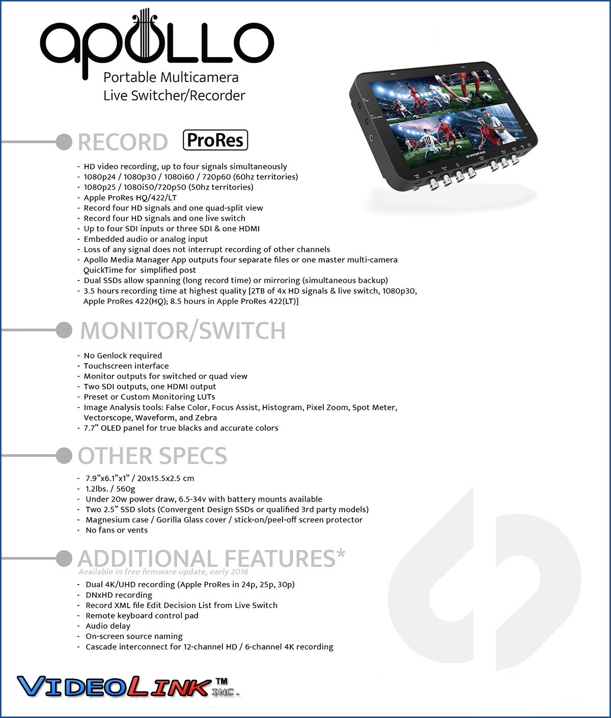 Apollo by Convergent Designs at Videolink Canada